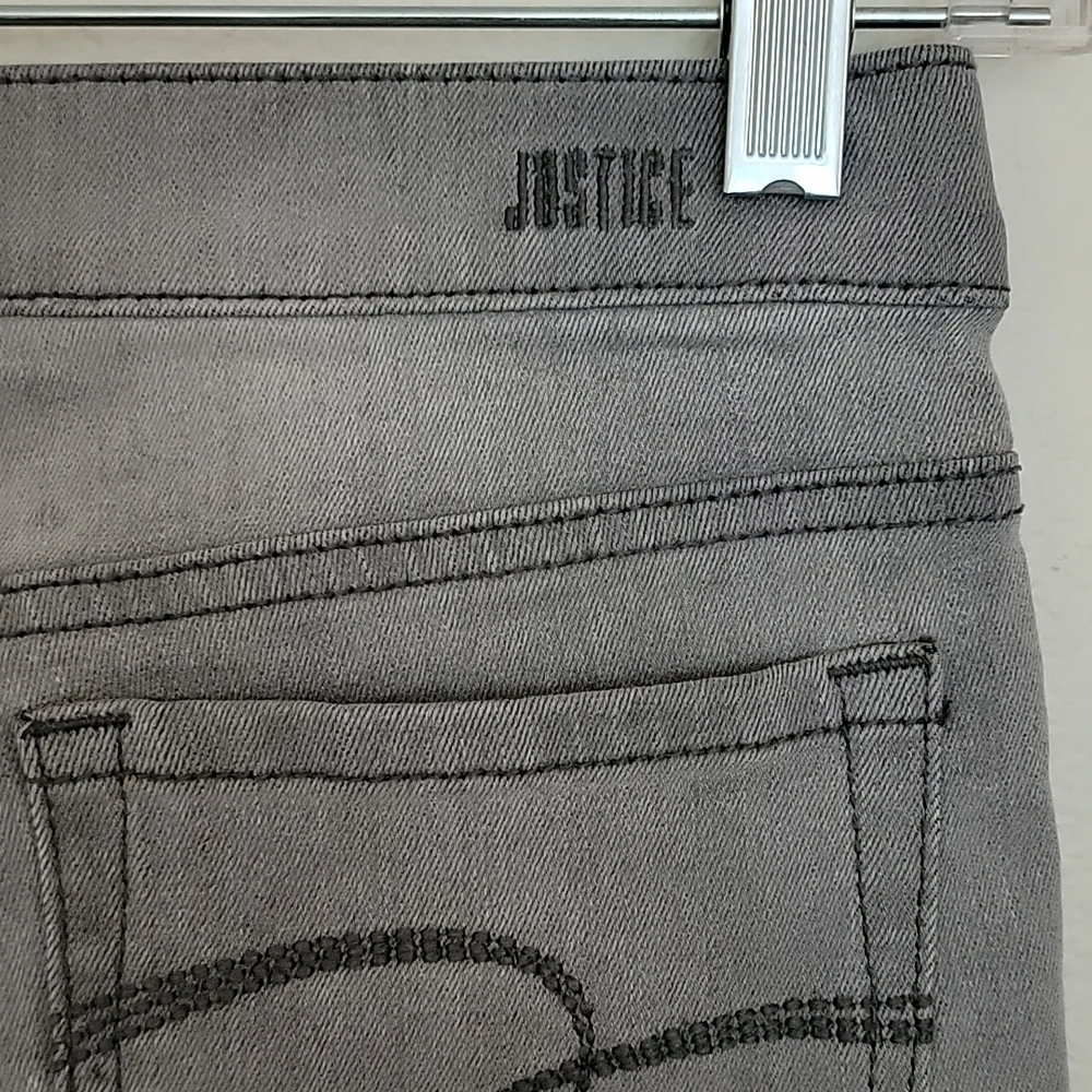 Justice Gray Faded Slim Mid Rise Leggings Jeans 12